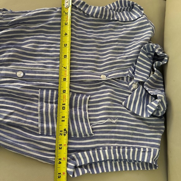 Monteau LA 100% Rayon Shirt Dress Midi Length Blue White Stripe Sz  XS - Picture 5 of 6